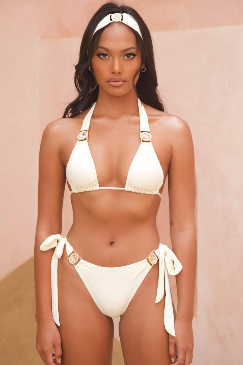 Amour 'Coconut' Triangle Crystal Bikini Top