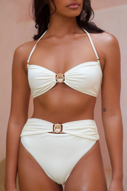 Amour 'Coconut' High Waist Crystal Bikini Bottoms